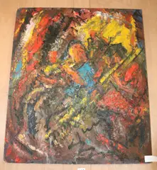 Jazz Players, 71cm x 61cm by Fred Bromfield, oil on board, sold Jul 2018