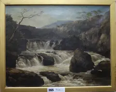 Cascade on the Llugwy, North Wales by Edmund Ward Gill, 1889, oil on canvas, sold Jul 2018