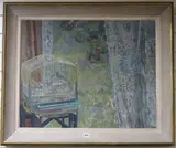 Interior with birdcage by Yvonne Maxwell Miles, oil on board, sold Jul 2018