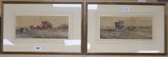 Coaching scenes by Philip H. Rideout, watercolor, sold Jul 2018
