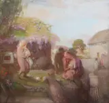 Petting white by William Shackleton, oil on canvas, sold Jul 2018