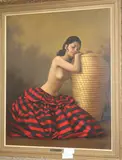 Spanish dancer resting, 64 x 53cm by Reza Samimi, oil on canvas, sold Jul 2018