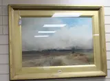 Landscape with windmill and shepherd with flock by Leopold Rivers, watercolour, sold Jul 2018