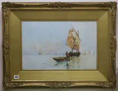 Near Venice' signed 31 x 49cm by Frank Henry Mason, watercolour, sold Jul 2018