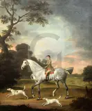 Cooper with Bluecap and Wanton, 1767' 29.5 x 24.75in by Francis Sartorius, oil on canvas, sold Jun 2018