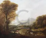 A castle beyondsigned and by Henry Jutsum, 1844, oil on canvas, sold Jun 2018