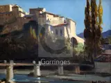 Vaison la Romaine, Provence signed and inscribed verso 5.5 x 7.5in by Fred Elwell, oil on board, sold Jun 2018