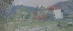 Untitled by Peter Greenham, oil on board, sold Jun 2018
