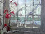 Window on the Quay' label verso 17.5 x 23.5in by Margaret Thomas, oil on canvas, sold Jun 2018