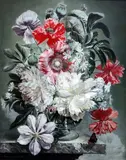 Flower Display' signed 18 x 22in by Bennett Oates, oil on panel, sold Jun 2018