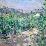 Vines below San Gimignano' signed initials, with RA Summer Exhibition catalogue 10 x 10in by Diana Maxwell Armfield, oil on board, sold Jun 2018