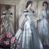 My Lady in Treble' signed and dated 1903, exhibition labels verso 15.5 x 15.5in by Edmund Joseph Sullivan, 1903, watercolour and body, sold Jun 2018