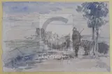 5 x 5.5in by Eugène Louis Boudin, pencil and watercolour, sold Jun 2018