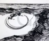 Black ink on coated paperCircling Round - Gathering Speed by Sidney Nolan, ink, sold Jun 2018