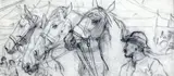 A Thirsty Day' 2.75 x 6in by Lucy Kemp-Welch, pencil, sold Jun 2018