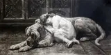 My Lady Sleeps' signed in pencil 11 x 20.5in by Herbert Dicksee, etching, sold Jun 2018