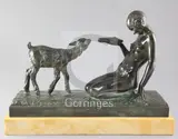 La Jeune Fille au Chevreau by Marcel Courbier, bronze, sold Jun 2018