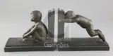 Susse Freres, Paris, modelled respectively as a seated faun, the other pushing against the upright, length 8.25in by Paul Silvestre, bronze, sold Jun 2018