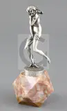 A silvered bronze figure of a semi-clad woman, on an onyx polyhedral base, total height 8.5in by Maurice Guiraud-Rivière, bronze, sold Jun 2018