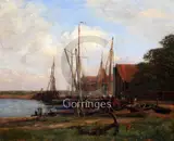 Exh.1898-1940 oil on canvas Blakeney, Norfolk signed 12.5 x 24in by May Furniss, oil on canvas, sold Jun 2018