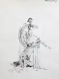 Mei Lan Fang' inscribed, ex by Cecil Beaton, ink on paper, sold Jun 2018