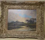 Evening Breeze, inscribed verso and dated 1874, 22 x 30cm by Alfred Dawson, 1874, oil on panel, sold Jun 2018