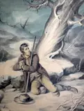 WatercolourA traveller overtaken by a storm and snoworiginal backing board by Richard Dagley, watercolour, sold Jun 2018
