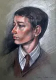 Coloured chalkHead and shoulders portrait of Stephen Furnisssigned and dated by Timothy Easton, 1969, oil, offered Jun 2018