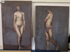 A portfolio of life studies in charcoal and by Eleanor Winter, 1906, charcoal and two, sold Jun 2018