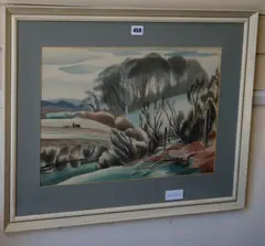 Hill Copse by Clifford Webb, lithograph, sold Jun 2018