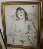 Seated female nude by Emmanuel Levy, watercolour, sold Jun 2018