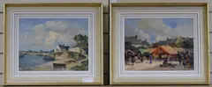 Marche Bretagne, and Ile aux Moines 26 x 34cm by Eugène Demester, oil, sold Jun 2018