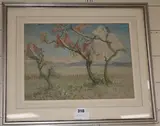 Fairies in blossoming trees, inscribed verso, 28 x 38cm by Estelle Canziani, watercolour and crayon, sold Jun 2018