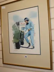 Jim Clark at Goodwood (Aston Martin) by Graham Turner, gouache, sold Jun 2018