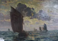 Yachts at sea by Charles Louis Eugène Signoret, oil on canvas, sold May 2018