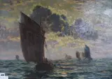 Yachts at sea by Charles Louis Eugène Signoret, oil on canvas, sold May 2018
