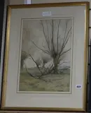 Coppiced trees by Henry George Moon, 1883, watercolour, sold May 2018