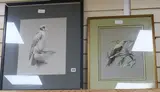 Snowy Eagle and Golden Oriole by John Haywood, watercolor, sold May 2018