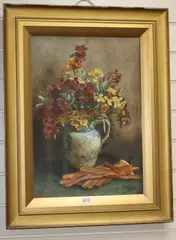 Wallflowers by Eleanor Winter, 1904, watercolour, sold May 2018