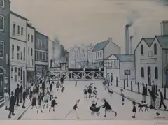 Level Crossing, Burton-on-Trent, 1961 by L. S. Lowry, lithograph, sold May 2018