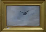 Kestrel in flight, Rembrandt Gallery Exhibition label verso dated 1909 by George Edward Lodge, 1909, watercolour, sold May 2018