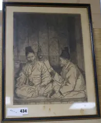 Dry point etching by Elizabeth Keith, etching, sold May 2018