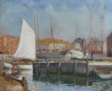 Harbour scene by Henry Mitton Wilson, oil on canvas, sold May 2018