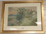 Ducks on a riverbank by John Clayton Adams, watercolour, offered May 2018