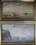 Fishing boats returning by Pierre-Julien Gilbert, oil on panel, sold Apr 2018