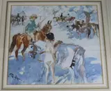 Sketch for the gymkhana by Frank Hart, watercolour, sold Apr 2018