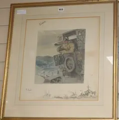 TBD's (The Beef Convoy) and RNRT by Charles Johnson Payne, pencil, sold Apr 2018
