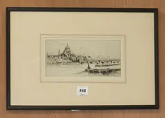 St Paul's from The Thames by Herbert George Hampton, etching, sold Apr 2018
