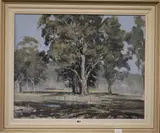 Trees in a landscape by Peter Williams, 1966, oil on board, sold Apr 2018