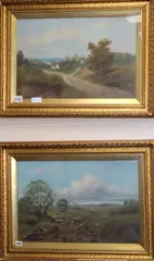 Landscapes by John Shirley-Fox, oil on canvas, sold Apr 2018